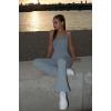 imageSUUKSESS Women Ribbed Flare One Piece Jumpsuits Seamless Padded Sexy Jumpsuit1 Light Grey 30