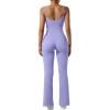 imageSUUKSESS Women Ribbed Flare One Piece Jumpsuits Seamless Padded Sexy Jumpsuit1 Purple 30