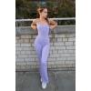 imageSUUKSESS Women Ribbed Flare One Piece Jumpsuits Seamless Padded Sexy Jumpsuit1 Purple 30