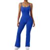 imageSUUKSESS Women Ribbed Flare One Piece Jumpsuits Seamless Padded Sexy Jumpsuit1 Royal Blue 30