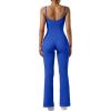 imageSUUKSESS Women Ribbed Flare One Piece Jumpsuits Seamless Padded Sexy Jumpsuit1 Royal Blue 30