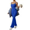 imageSUUKSESS Women Ribbed Flare One Piece Jumpsuits Seamless Padded Sexy Jumpsuit1 Royal Blue 30