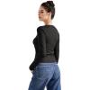 imageSUUKSESS Women Ribbed Lightweight Cardigan V Neck Button Up Long Sleeve Cropped Modal TopsBlack