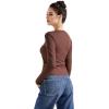 imageSUUKSESS Women Ribbed Lightweight Cardigan V Neck Button Up Long Sleeve Cropped Modal TopsDark Brown