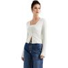 imageSUUKSESS Women Ribbed Lightweight Cardigan V Neck Button Up Long Sleeve Cropped Modal TopsWhite