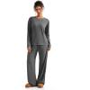 imageSUUKSESS Women Ribbed Lounge Sets Long Sleeve Pajama Two Piece Sets with PocketsGrey