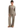 imageSUUKSESS Women Ribbed Lounge Sets Long Sleeve Pajama Two Piece Sets with PocketsKhaki
