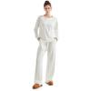imageSUUKSESS Women Ribbed Lounge Sets Long Sleeve Pajama Two Piece Sets with PocketsWhite