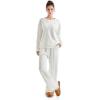 imageSUUKSESS Women Ribbed Lounge Sets Long Sleeve Pajama Two Piece Sets with PocketsWhite