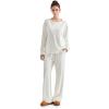 imageSUUKSESS Women Ribbed Lounge Sets Long Sleeve Pajama Two Piece Sets with PocketsWhite