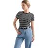 imageSUUKSESS Women Ribbed Striped Short Sleeve Slim Fit Tops Summer Crew Neck Color Block Going Out T ShirtBlack Stripe