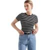 imageSUUKSESS Women Ribbed Striped Short Sleeve Slim Fit Tops Summer Crew Neck Color Block Going Out T ShirtBlack Stripe