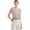 imageSUUKSESS Women Ribbed Striped Short Sleeve Slim Fit Tops Summer Crew Neck Color Block Going Out T ShirtBrown Stripe