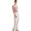 imageSUUKSESS Women Ribbed Striped Short Sleeve Slim Fit Tops Summer Crew Neck Color Block Going Out T ShirtRed Stripe