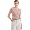imageSUUKSESS Women Ribbed Striped Short Sleeve Slim Fit Tops Summer Crew Neck Color Block Going Out T ShirtRed Stripe