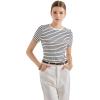 imageSUUKSESS Women Ribbed Striped Short Sleeve Slim Fit Tops Summer Crew Neck Color Block Going Out T ShirtWhite Stripe