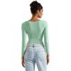 imageSUUKSESS Women Square Neck Long Sleeve Tops Double Lined Going Out T ShirtsAqua