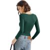 imageSUUKSESS Women Square Neck Long Sleeve Tops Double Lined Going Out T ShirtsDeep Green