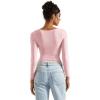 imageSUUKSESS Women Square Neck Long Sleeve Tops Double Lined Going Out T ShirtsPink