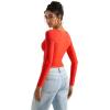 imageSUUKSESS Women Square Neck Long Sleeve Tops Double Lined Going Out T ShirtsRed