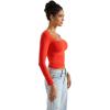 imageSUUKSESS Women Square Neck Long Sleeve Tops Double Lined Going Out T ShirtsRed