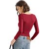 imageSUUKSESS Women Square Neck Long Sleeve Tops Double Lined Going Out T ShirtsWine