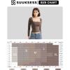 imageSUUKSESS Women Square Neck Long Sleeve Tops Double Lined Going Out T ShirtsWine