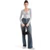 imageSUUKSESS Women Sweetheart V Neck Long Sleeve Tops Lace Trim Ribbed Modal Fall Going Out ShirtsGray