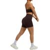 imageSUUKSESS Women Y Back Sports Bra Crossover Biker Shorts Seamless Ribbed Workout Set1 Dark Brown