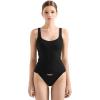 imageSUUKSESS Women Cotton Ribbed Built in Bra Tank Tops Summer Casual Basic TopBlack