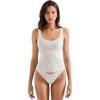 imageSUUKSESS Women Cotton Ribbed Built in Bra Tank Tops Summer Casual Basic TopWhite