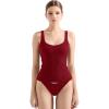 imageSUUKSESS Women Cotton Ribbed Built in Bra Tank Tops Summer Casual Basic TopWine Red
