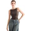 imageSUUKSESS Women Double Lined Boat Neck Tank Tops 2025 Y2K Going Out Basic Cami ShirtsBrown