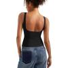 imageSUUKSESS Women Padded Open Back Boat Neck Tank Tops Double Lined Basic ShirtsBlack