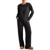 imageSUUKSESS Women Ribbed Lounge Sets Long Sleeve Pajama Two Piece Sets with PocketsBlack