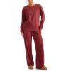 imageSUUKSESS Women Ribbed Lounge Sets Long Sleeve Pajama Two Piece Sets with PocketsRed