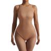 imageSUUKSESS Women Ribbed Sexy Bodysuit Halter Sleeveless Padded One Piece Tank Top1 Khaki