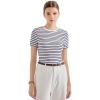 imageSUUKSESS Women Ribbed Striped Short Sleeve Slim Fit Tops Summer Crew Neck Color Block Going Out T ShirtBlue Stripe