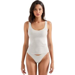 imageSUUKSESS Women Cotton Ribbed Built in Bra Tank Tops Summer Casual Basic TopWhite