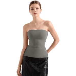 imageSUUKSESS Women Double Lined Going Out Trendy Tube Tops Side Split Sexy Tank TopsLight Grey