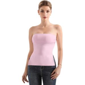 imageSUUKSESS Women Double Lined Going Out Trendy Tube Tops Side Split Sexy Tank TopsLight Pink