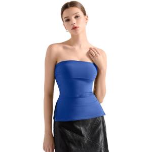 imageSUUKSESS Women Double Lined Going Out Trendy Tube Tops Side Split Sexy Tank TopsSapphire