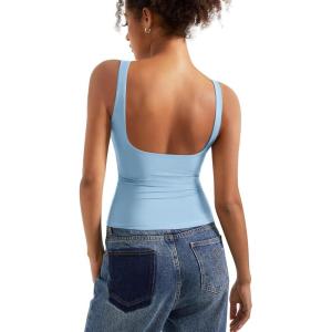 imageSUUKSESS Women Padded Open Back Boat Neck Tank Tops Double Lined Basic ShirtsBaby Blue