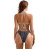 imageSUUKSESS Women Halter String Two Piece Bikini Sets Reversible Thong Swimsuit105 Black White Polka Dots