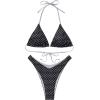 imageSUUKSESS Women Halter String Two Piece Bikini Sets Reversible Thong Swimsuit105 Black White Polka Dots