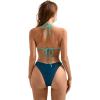 imageSUUKSESS Women Halter String Two Piece Bikini Sets Reversible Thong Swimsuit105 Blue Green