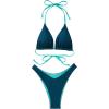 imageSUUKSESS Women Halter String Two Piece Bikini Sets Reversible Thong Swimsuit105 Blue Green