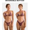 imageSUUKSESS Women Halter String Two Piece Bikini Sets Reversible Thong Swimsuit105 Floral Print Brown