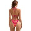 imageSUUKSESS Women Halter String Two Piece Bikini Sets Reversible Thong Swimsuit105 Pink Yellow Floral