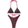 imageSUUKSESS Women Halter String Two Piece Bikini Sets Reversible Thong Swimsuit105 Red Cherry